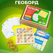 Геоборд основание, инструкция, 20 двусторонних карточек, 50 резинок, 14x14x2.5 см