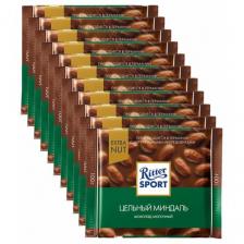 Шоколад Ritter Sport Extra Nut молочный цельный миндаль ореховый, миндальный, 100 г, 11 шт. в уп.