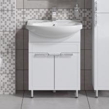 Белая напольная тумба с раковиной Vittoria 65 комфортная и практичная мебель, идеально вписывающаяся в окружающее пространство. Благодаря своим габаритам она прекрасно уместится в небольших ванных комнатах.Тумба Vittoria отличается красивым дизайном, удобством и функциональностью.Мебель изготовлена из качественных ДСП и МДФ. Распашные фасады тумбы на петлях с доводчиками. Выдвижной ящик c шариковыми направляющими.