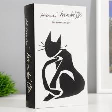 Шкатулка книга-сейф «Чёрная кошка», дерево, искусственная кожа, 21x13x5 см