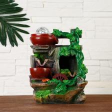 Фонтан «Старая бочка в лиане», 13.5x17.28 см, с подсветкой