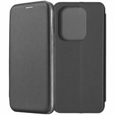 Чехол-книжка для POCO M6 Pro черный / подставка, отделение для карт