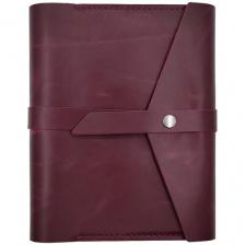 Бордовый ежедневник недатированный кожаный на кольцах А5, блокнот-планер из натуральной кожи для записей, MBN-RP-POST-RDW