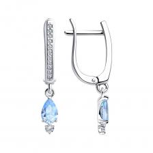 Серебряные серьги с фианитами и родированием