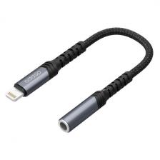 Переходник-адаптер Deppa Lightning 8-pin (M) - 3.5mm Jack (F), прямое подключение, металл, графит (72422)