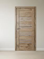 Комплект двери для санузла 282, со стеклом мателюкс, с комплектом фурнитуры, 600x2000x36 мм, экошпон, цвет дуб пацифик