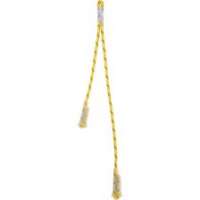 Применяются при подсоединении к точке страховки, закреплении на станции, передвижении по перилам и т.п. Нельзя допускать положения самостраховки, при котором возможен рывок с большим фактором падения. Это может привести разрушению станции.Два плеча удобны для передвижения с соблюдением принципа непрерывности страховки.При работах на высоте усы самостраховки используют для организации удерживающей системы для недопущения работника в зону возможного падения или системы позиционирования в рабочем положении. Совместно с амортизатором «ABS» допускается организация страховочной системы. Максимальная длина соединительно-амортизирующей подсистемы не должна превышать 2 м.Веревочные усы устанавливают на беседку или привязь через карабин с муфтой.Выполнен из полиамидной веревки диаметром 10–11 мм.На концах уса установлены пластиковые протекторы для защиты каната и швов.