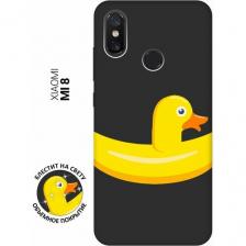 Матовый Soft Touch силиконовый чехол на Xiaomi Mi 8, Сяоми Ми 8 с 3D принтом "Duck Swim Ring" черный