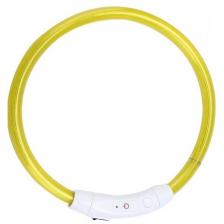 Светящийся ошейник для собак 70см желтый, Светодиодный LED ошейник для собак, Дрессировка, Поводок