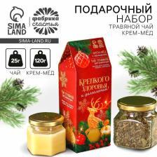 Подарочный набор новогодний «Крепкого здоровья», чай травяной 20 г и крем-мед 120 г