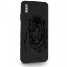 Черный силиконовый чехол MustHaveCase для iPhone XS Max Тигр с Короной для Айфон 10С Макс