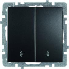 Двухклавишьный механизм выключателя 2-клавишный механизм выключателя Nilson СУ (проходной), TOURAN-ALEGRA-THOR, metallic, матовый черный, 24380409