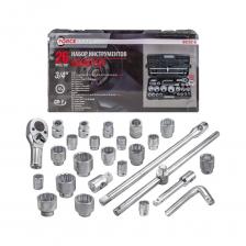 Набор инструментов Forcekraft — это профессиональный комплект, состоящий из 26 различных предметов, необходимых для работы с крепежными элементами. Он идеально подходит как для профессионалов, так и для любителей, обеспечивая высокую эффективность и удобство в использовании.Основные характеристики:Количество предметов: 26Состав набора: Разнообразные головки, удлинители, адаптеры, трещотки и другие инструменты, позволяющие работать с крепежами разных размеров и типов.Высококачественная сталь: Инструменты изготовлены из прочного и долговечного материала, что гарантирует их надежность в работе.Адаптер и удлинитель: Эти элементы облегчают доступ к труднодоступным местам, что делает работу более удобной и эффективной.Удобная форма и легкий вес: Инструменты имеют эргономичный дизайн, что позволяет работать долго без усталости.Высокая точность и надежность: Обеспечивают точность при работе с крепежными элементами, что особенно важно для профессиональных мастеров.Удобство хранения:Набор поставляется в прочном пластиковом кейсе, что обеспечивает удобство хранения и транспортировки, защищая инструменты от повреждений.Набор инструментов Forcekraft — это отличный выбор для тех, кто ищет надежный и удобный инструмент для работы с крепежами различных размеров. С этим набором вы сможете легко и эффективно выполнять любые задачи!