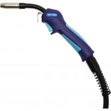 Сварочная горелка Оберон MW-15 MG (5m / Air / Euro) MG002.0451 с воздушным охлаждением предназначена для полуавтоматической сварки в среде защитных газов (MIG/MAG). Используется с аппаратами полуавтоматической сварки, где подключение горелки осуществляется через центральный евроразъем. Горелки обладают высокой прочностью и надежностью, удобны в эксплуатации.Шарнирное соединение делает работу с горелкой более комфортной за счет удобного вращения горелки. Металлическая пружина исключает перегибание кабеля и обеспечивает более плавную подачу проволоки в любом положении горелки.Проверенные временем расходные материалы обеспечивают долгий срок службы, а также взаимозаменяемы с аналогами других брендов. Резиновые вставки в рукоятке обеспечивают надежную фиксацию в руке. На рукоятке размещен специальный крюк для подвешивания горелки во время пауз в работе.