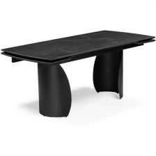 Керамический стол с боковыми вставками Woodville Готланд 180(240)х90х79 черный мрамор/черный 553535 (прямоугольная столешница, I I-образная опора)