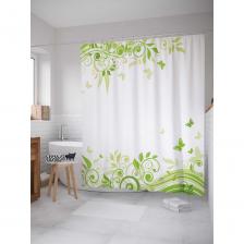 Шторка-занавеска для ванной Штора (занавеска) для ванной JoyArty "Светлые завитки" из сатена, 180х200 см с крючками, sc_13593