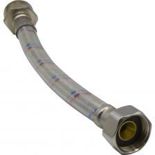 Подводка предназначена для подключения сантехнических приборов к системе водоснабжения. Материалы подводки: внутренняя трубка из EPDM (этилен-пропилен-диеновый каучук) - обеспечивает устойчивость к температурным перепадам и высоким температурам, износу и старению; имеет отличные параметры эластичности; прочность изделий; сохраняет первоначальные свойства в течение долгого времени; оплетка из нейлоновой нити - повышает устойчивость к воздействиям внешней среды; эффективно защищает от влаги, пыли и повреждений; не ржавеет и не гниет, что делает оплетку особенно прочной и долговечной; за счет высокой гибкости и эластичности обеспечивает легкость монтажа подводки; накидная гайка из нержавеющей стали AISI 201 - прочная и стойкая к коррозии, химическому воздействию и высокой влажности, не подвержена ржавчине; устойчива к механическим повреждениям; сохраняет свои свойств в течение длительного времени; штуцер, ниппель для подключения смесителя из латуни HPb58 - устойчивые к образованию коррозии; стойкие к механическим нагрузкам; имеют большой срок службы и высокое качество соединений; оболочка из ПВХ - эластичная и прочная, водостойкая, воздухонепроницаемая, термостойкая. Свойства материалов подводки значительно увеличивают ресурс изделий и повышают срок их службы. Гарантийный срок составляет 5 лет.