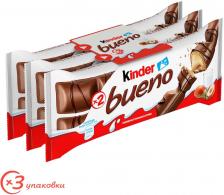 Вафли Kinder Bueno покрытые молочным шоколадом c молочно-ореховой начинкой 3шт*43г