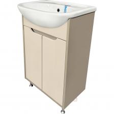 Тумба под раковину ЭкоНова (напольная) - это стильное сочетание корпуса в цвете какао со светло-бежевыми фасадами из МДФ. Тумба в ванную с двумя распашными дверцами на петлях с доводчиками (верхняя петля с доводчиком, нижняя без доводчика) и одной встроенной полкой. В комплект также входят 2 хромированные и 2 пластиковые ножки. К тумбе для ванной подходит керамическая раковина "Уют 50" (510*415 мм). Раковина глубиной 19,5 см. Мебель для ванной Руно - красота и практичность в мелочах!