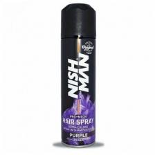 Краска для волос спрей NISHMAN PURPLE (фиолетовый), UNISEX для креативных причесок, легко наносится и смывается, без фиксации, 150 мл.