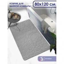 Коврик для ванной, прикроватный коврик противоскользящий. SHAHINTEX РР 80х120 001 серый 50