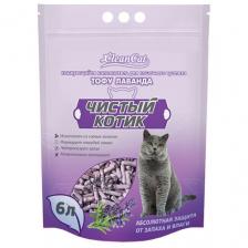 Комкующийся наполнитель Чистый котик тофу лаванда, 6л, 1 шт.