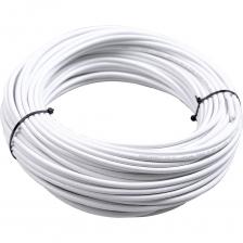 Коаксиальный кабель RETIC RG-6U, 75 Ом CCA, оплетка AL, белый, 50м TWCS-COAX-RG6-CСS-48-50 - антенный кабель, который обеспечивает низкие потери на высоких частотах. В комплекте идет набор коннекторов F, переходник под F и штекер. Применяется для прокладки кабельного, спутникового телевидения и видеонаблюдения в помещениях. Центральная жила провода RG-6 покрыта диэлектриком из специального изолирующего материала - вспененного полиэтилена. Сверху расположены 2 экрана - фольга из алюминия и оплетка из алюминиевых проволок плотностью 45%. Она достаточно мягкая для создания изгибов внутри помещения, но при этом обладает высокой прочностью. Материал проводника CCS (Copper Clad Steel) - выполнен из качественной плакированной медью стали. Дополнительные характеристики: Материал токопроводящей жилы - CCS 21%. Диаметр токопроводящей жилы - 1,02. Диаметр изолированного проводника - 4.8 мм. Экранирование - двойное (Dual Shield). Материал общего экрана - полиэфирная алюминиевая фольга со 100% площадью покрытия. Крепление экрана - не приклеен. Материал оплетки - Al. Количество проволок, шт - 64 шт. Диаметра проволоки, мм - 0.12 мм. Плотность оплетки - 45%. Соответствие стандартам - ГОСТ 53880. Срок службы - не менее 12 лет.