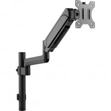 Настольный кронштейн для монитора 17"-32" с пружинным приводом, на стойке. Широкий спектр регулировок: экран можно наклонять вверх-вниз, приближать или отодвигать, поворачивать в стороны или менять ориентацию экрана. Механизм пружинного привода: для легкого перемещения монитора вверх и вниз. Регулировка натяжения пружин: позволяет выбрать нужное усилие под разный вес монитора для свободного передвижения. Два способа монтажа: кронштейн можно закрепить на краю стола (ограничение по толщине столешницы — до 85 мм) или прикрутить непосредственно к столу, выполнив отверстие в его поверхности (допустимая толщина полотна — до 40 мм).