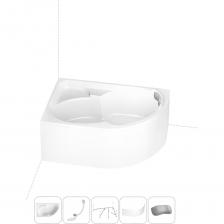 Асимметричная премиум-ванна Grance Hill производится в размере 170*105 см с лево- и правосторонним разворотом. В сочетании с закругленным экраном, изготовленным без швов и стыков, купель с диагональным расположением превращается в стильный акцент, а ее эргономичная форма позволит расположиться с комфортом людям разного телосложения. Широкие бортики — идеальное место для предметов гигиены или же монтажа встраиваемого смесителя. Основа ванн из литьевого акрила — жесткий 4 мм лист полиметилметакрилата (ПММА), который помещают в вакуум-формовочное оборудование и под большим давлением заполняют матрицу будущей ванны. Для максимальной прочности конструкции по всему основанию купели закладывается усиленная плита ДСтП, а внешняя сторона покрывается смесью полимера с отвердителем и ровингом. После отверждения в ванне высверливают отверстия для слива-перелива. Сифон-автомат Useful Extras от Wellsee изготовлен из полипропилена высокой термической стойкости и прочности, неуязвим к воздействию агрессивных химических средств. Самоочищающаяся форма и изгибы сифона препятствуют скоплению грязи внутри обвязки и поддерживают высокую пропускную способность — 50 л/мин. Конструкция ванны предполагает установку на поперечные ножки или усиленный металлический каркас с максимальной нагрузкой до 500 кг и предусматривает дополнительную фиксацию к стене. Наличие регулировок на каждой ножке и распорках обеспечивает удобство установки на различных поверхностях.