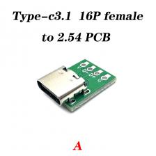 Разъем USB 3.1 Type-C, 16-контактный гнездовой адаптер для пайки проводов и кабеля, поддержка печатной платы