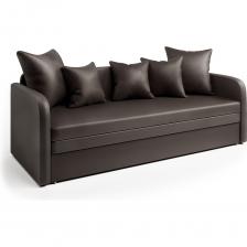 Софа Трио экокожа шоколад - это сочетание комфорта и стиля. Диван выполнен в классическом стиле, что позволяет ему гармонично вписаться в любой интерьер. Обивка из экокожи шоколадного цвета придает дивану изысканный вид. Софа Трио экокожа шоколад оснащена удобным механизмом трансформации, который позволяет легко превратить диван в просторное спальное место размером 194 х 150 см. Высота сиденья составляет 42 см, что обеспечивает комфортное размещение. Каркас дивана выполнен из массива дерева, мебельной фанеры, бруса и ЛДСП, что гарантирует прочность и долговечность конструкции. Наполнитель из многослойного ППУ обеспечивает мягкость и комфорт при использовании. Софа Трио экокожа шоколад оснащена подлокотниками с мягкими накладками, а также съемными подушками. Это позволяет легко менять дизайн дивана в соответствии с вашими предпочтениями. Диван оборудован ящиком для белья, что делает его функциональным и практичным. Максимальная нагрузка на диван составляет 200 кг, что позволяет использовать его для комфортного отдыха всей семьи. Габариты дивана составляют: ширина - 210 см, глубина - 80 см, высота - 72 см. Вес дивана - 65 кг. Выбирая софу Трио экокожа шоколад, вы получаете стильный, комфортный и функциональный диван, который прослужит вам долгие годы.