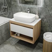 Тумба с раковиной Teymi Ritta 75 дуб эврика, матовая белая, раковина Solli 60