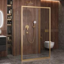 Душевой уголок Cezares Molveno AH 12 140+90 C BORO IV 140х90 см, профиль брашированное золото, стекло прозрачное