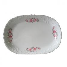блюдо CMIELOW Рококо Бледная Роза отводка платиной овальное 29х20см фарфор