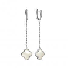 Серебряные серьги с перламутром и родированием