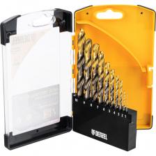 Набор Denzel Golden Tip 723005 состоит из 10 сверл по металлу диаметром 1-10 мм, изготовленных из стали P6M5K8. Угол заточки составляет 135°, что позволяет получать чистые и ровные отверстия в закаленной и нержавеющей стали, цветных и черных металлах, а также жестком пластике. Сверлам присвоен класс точности A1, что гарантирует высокое качество выполняемых работ. Оснастка характеризуется пониженным коэффициентом трения, что облегчает сверление и улучшает отвод стружки. Набор будет полезен дома и в мастерской.