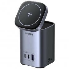 Беспроводная зарядка UGREEN X555 (55321) 65W 2-в-1 GaN Desktop Magnetic Wireless Fast Charger EU, серый 55321_