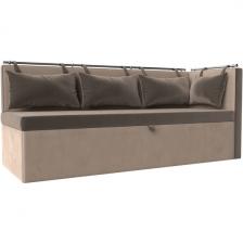 Кухонный диван Метро с углом правый (основа велюр коричневый, компаньон велюр бежевый) Лига Диванов 105031