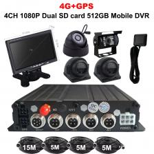4G GPS WiFi DVR 4 канала 1080P Dual SD Car 512GB SD Card DVR видеомагнитофон для смартфонов 4 канала MDVR для грузовых автобусов