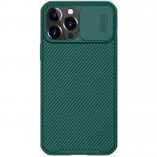 Чехол зеленого цвета (Deep Green) с сдвижной шторкой для камеры от Nillkin для iPhone 13 Pro Max, серия CamShield Pro Case
