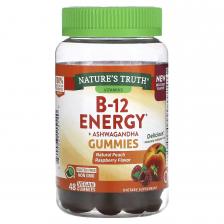 Nature's Truth B-Energized + витамины группы B L-карнитин жевательные таблетки ашваганды натуральный виноградный персик, 48 веганских мармеладок