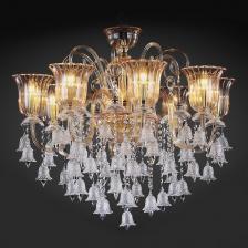 Подвесная люстра муранское стекло в виде колокольчика MD1102709-8B Illuminati MOOLLONA gold с подвесками