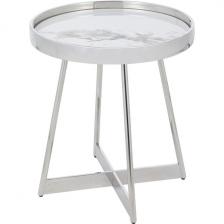 Журнальный столик Гера 50*50 см сталь серебро Stool Group УТ000039404 (круглая столешница, X-образная опора)