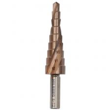 Сверло ступенчатое по металлу Hilberg ST0412, 4-12 мм, 9 ступеней, Р6М5 HSS-COBALT