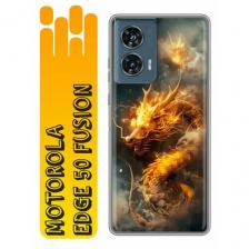 Чехол для Motorola Edge 50 Fusion с принтом Золотой дракон (Моторола Эдж 50 Фьюжн)