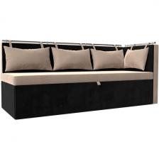 Кухонный диван Метро с углом правый (основа велюр бежевый, компаньон велюр черный) Лига Диванов 105030