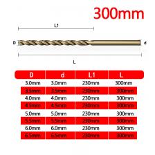Длинные спиральные сверла HSSCO 5% Cobalt M35, 160 мм, 200 мм, 250 мм, 300 мм, 1 шт., спиральное сверло для легированной нержавеющей стали