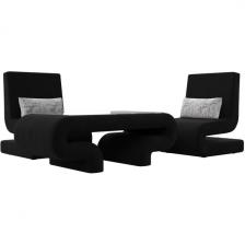 Волна набор 3 - стол, 2 кресла (микровельвет черный) Лига Диванов 115721