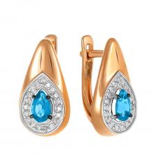 Золотые серьги с топазами Swiss и бриллиантами