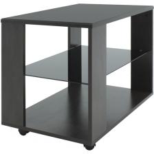 Стол на колесах журнальный с полкой BeautyStyle 5 венге/стекло черное Mebelik (прямоугольная столешница)